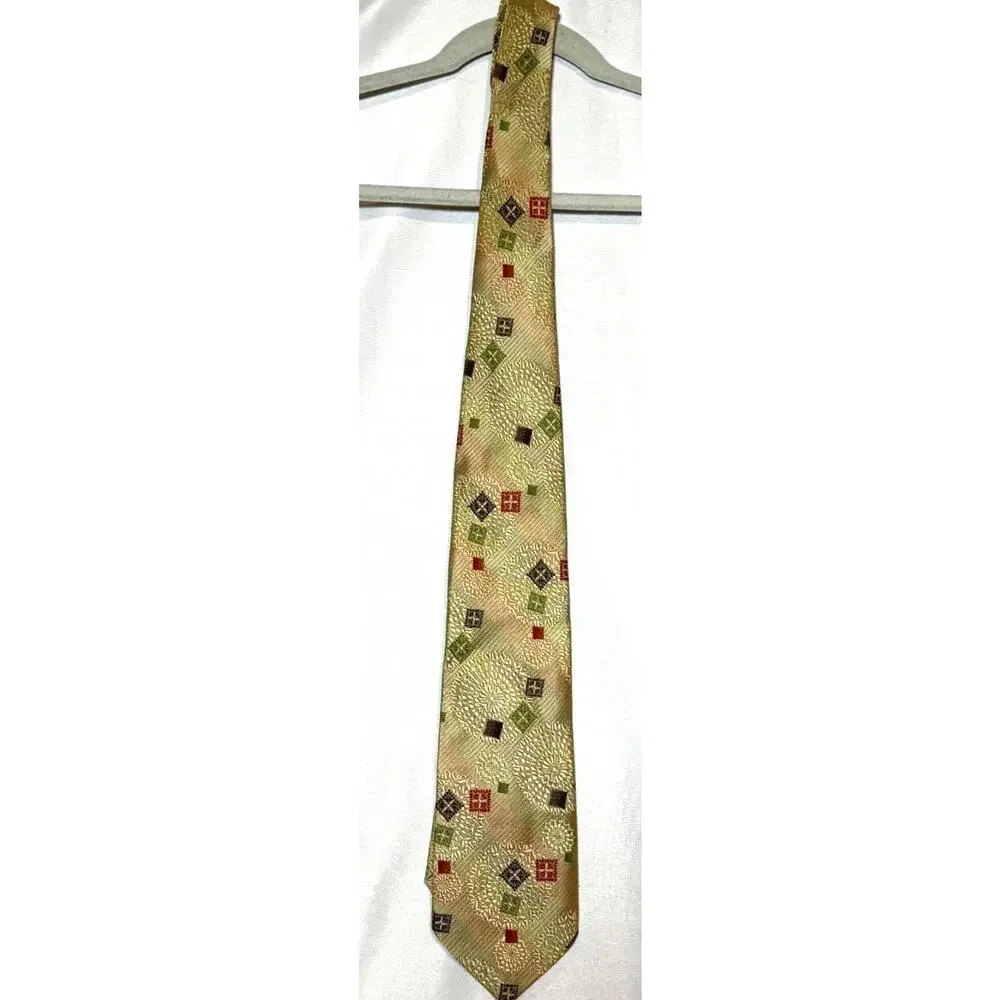 Vintage Connoisseur Italian Embroidered paisley artsy MCM Textured Tie‎ golds